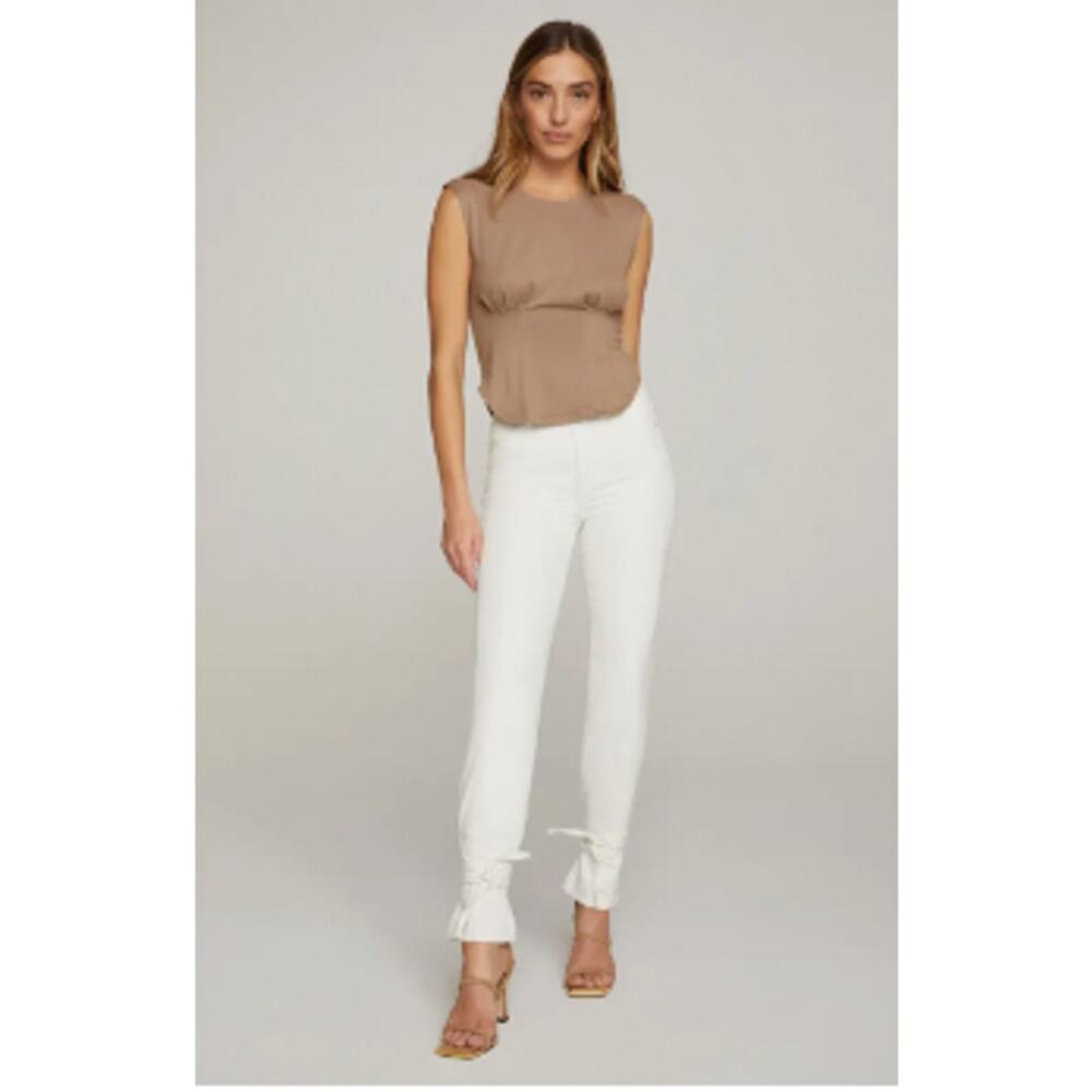 Good American Good Boy Ankle Wrap Pants White Denim Curvy Jeans | Sz 2 / 26 NEW! - Picture 5 of 12